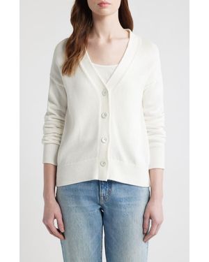 CISSA Button-Up Cotton Wrap Cardigan - White