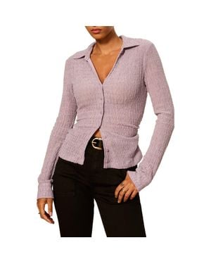 Sanctuary Juno Textured Button-Up Top - Purple