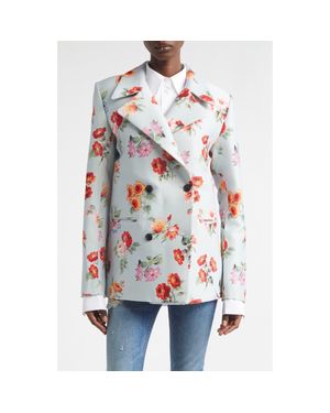 Brandon Maxwell The Delaney Floral Virgin Wool & Silk Faille Tuxedo Jacket - White