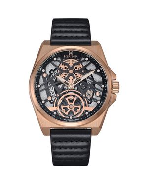 Heritor Romero Leather-Band Watch - Metallic