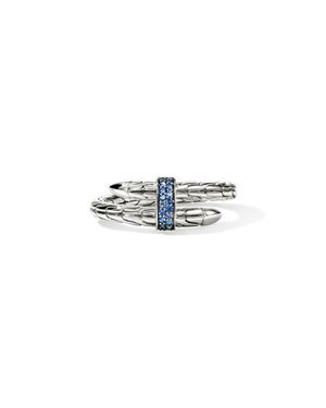 John Hardy Spear Flex Ring, Sterling, Pavé - Blue