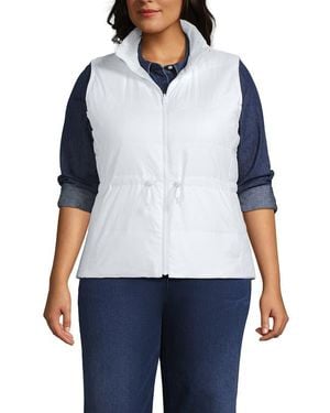 Lands' End Plus Size Wanderweight Reversible Packable Down Vest - White