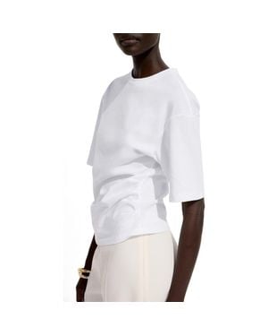 Mango Ruched Side Cotton T-Shirt - White
