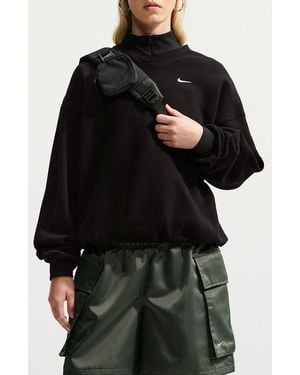 Nike Sportswear Oversized V-Neck Fleece Sweatshirt - Black