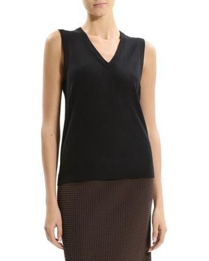 Theory V-Neck Slim Fit Wool Tank - Black
