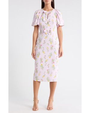 Sugarlips Margote Floral Bow Midi Dress - Pink