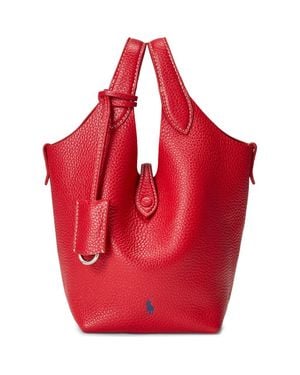 Polo Ralph Lauren Shiny Drum Leather Tote - Red