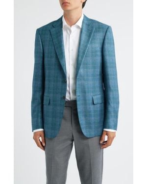 Canali Siena Regular Fit Plaid Silk & Cashmere Sport Coat - Blue