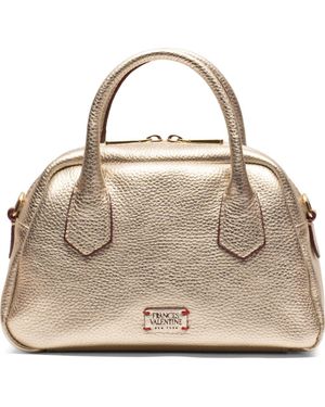 Frances Valentine Mini Metallic Leather Bowler Bag - Natural