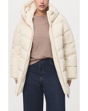 Mango Water Repellent Hooded Puffer Coat - Blue