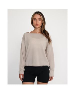 Rebody Active Romy Off Shoulder Cashmere Sweater - Gray