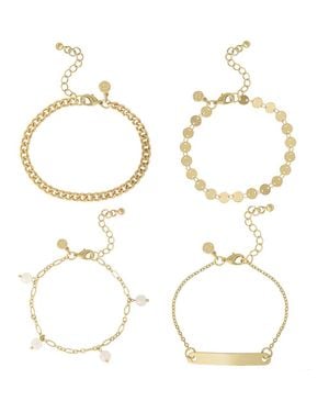 Jessica Simpson Tone Layered Bracelet Set, 4 Piece Set - Metallic