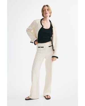 H&M Pull-On Bouclé-Knit Pants - White