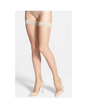 Oroblu Bas Tricot Fishnet Stay-Up Stockings - Natural