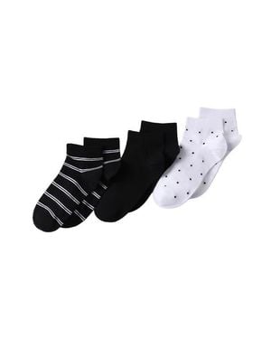 Lands' End 3-Pack Cotton Stripe And Dot Quarter Socks - Black
