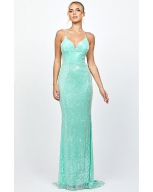 Bariano Indyana Sequin Strappy Back Maxi - Blue