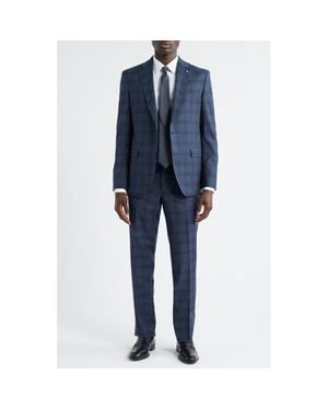 Jack Victor Esprit Plaid Wool Suit - Blue