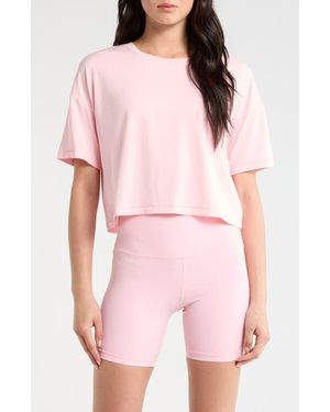 Mpg Pima Cotton Boxy Crop T-Shirt - Pink