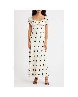 Lulus Keaton Dot Puff Sleeve Maxi Dress - Metallic