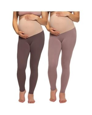 Felina Velvety Soft Maternity Leggings 2 Pack - Purple
