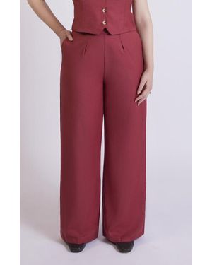 Aam The Label The Wool Wide Leg Pant For Full Hips And Thighs - Red