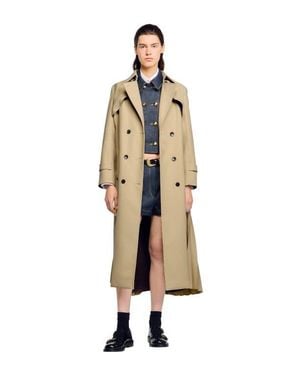 Sandro Belted Double-Breasted Trench - Metallic