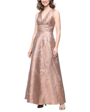 Alex Evenings Metallic Sleeveless Jacquard Gown - Pink
