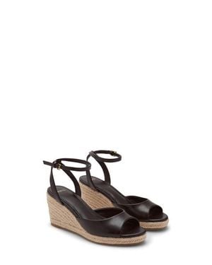 Mango Ankle Strap Open Toe Wedge Espadrille - White