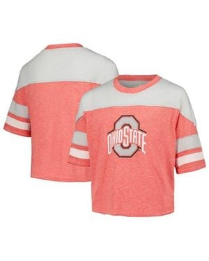Outerstuff Girls Youth Ohio State Buckeyes Sunday Friday Sleeve Stripe Jersey T-Shirt - Pink