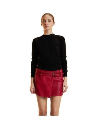 Cynthia Rowley Leather Wrap Skirt - Red