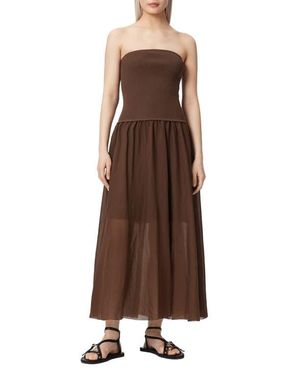 AllSaints Tegan Strapless Dress - Brown