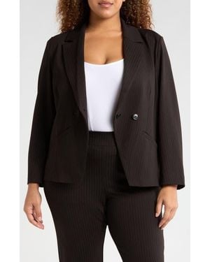 UNIVERSAL STANDARD Bianca Stretch Ponte Double Breasted Blazer - Black