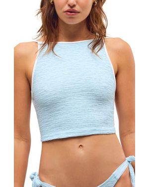 free-est by Free People Sasha Solid Crop Tankini - Blue