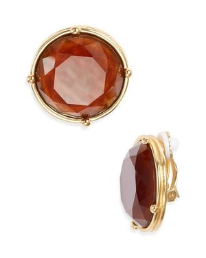 Karine Sultan Mocha Stone Clip-On Earrings - White