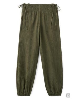 MANGO TEEN Texture Side Tie Balloon Pants - Green