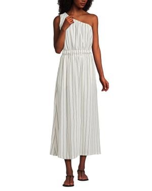 Lands' End Creaseless One Shoulder Midi Dress - White