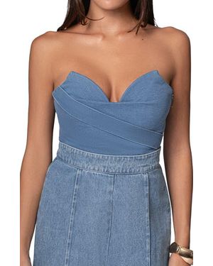 JLUXLABEL Teyana Strapless Denim Bustier Top - Blue