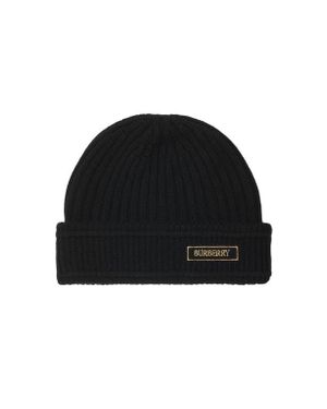 Burberry Logo Wool Beanie - Black