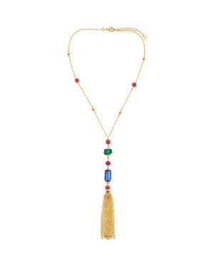 Panacea Crystal Tassel Y-Necklace - Metallic
