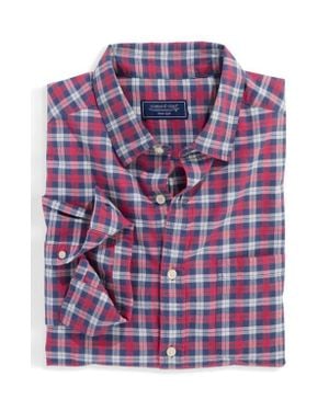 Vineyard Vines Overlook Regular Fit Plaid Cotton Madras Button-Up Shirt - Purple