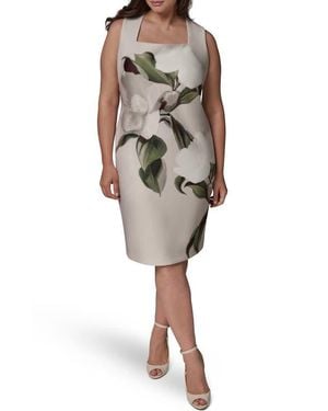 Donna Karan Print Sleeveless Sheath Dress - White