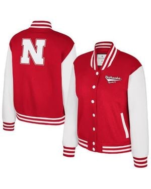 Colosseum Athletics Texas Nebraska Huskers French Baguette Full Snap Fleece Jacket - Red