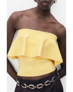 Mango Ruffle Strapless Crop Top - Orange