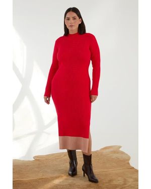 KADA The Rib Sweater Midi Dress - Red