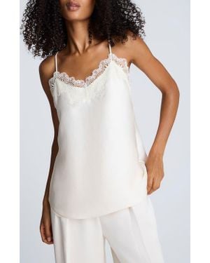 Kenneth Cole Lace Trim Satin Camisole - White