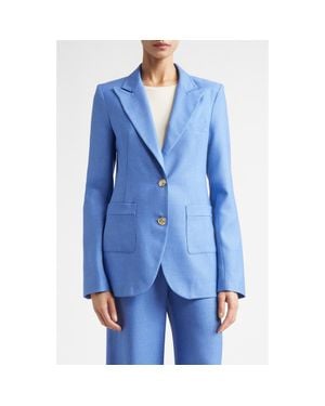 St. John Wool & Silk Suit Jacket - Blue
