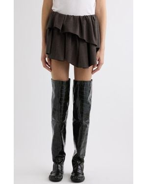 Acne Studios Ifelpa Plaid Ruffle Miniskirt - Black