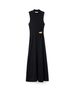 Mango Mock Neck Knit Maxi Dress - Black