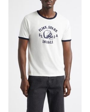 Second Layer Flick Spark Inhale Cotton Ringer T-Shirt - White