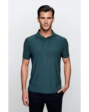 24sevenMen Wrinkle Resistant 3 Button Polo Shirt - Green